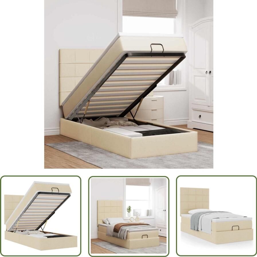 VidaXL Sleutelset Dynamo Meter Ottoman bed met matras 90x190cm stof crèmekleurig Gereedschap Draadloos Klik Mechanisme