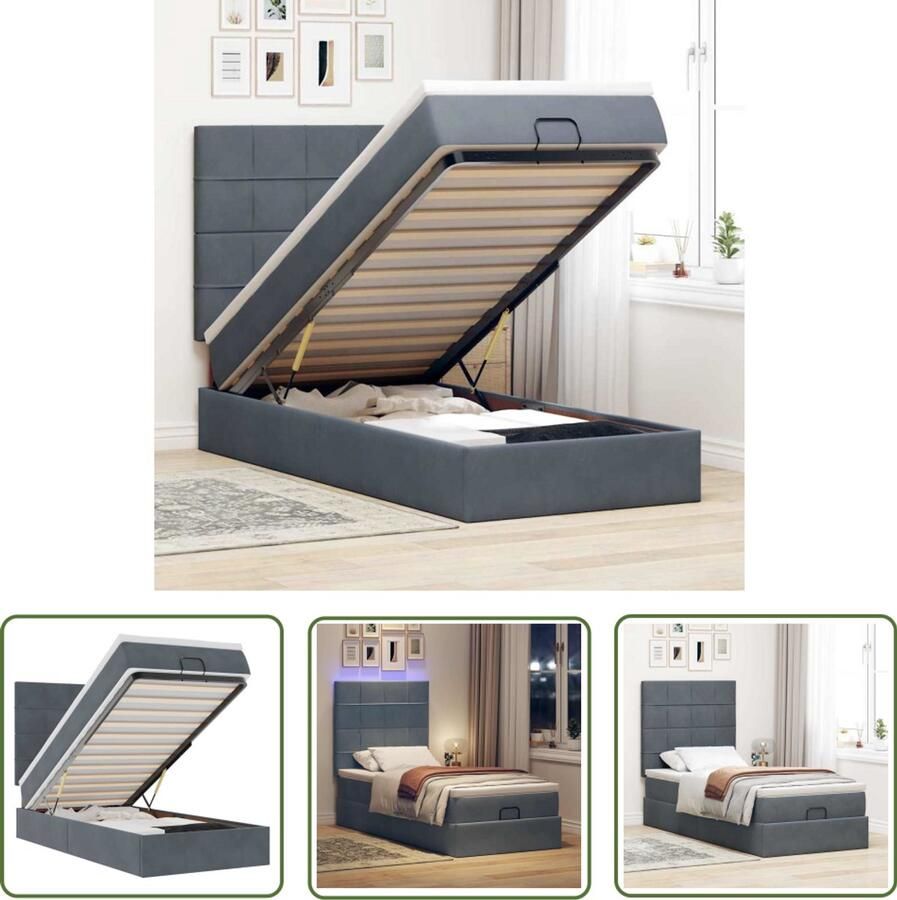 VidaXL Sleutelset Dynamo Meter Ottoman bed met matrassen en LED's 90x190cm fluweel donkergrijs Gereedschap Draai Moment Klik Functie