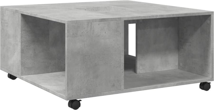 The Living Store Salontafel 80x80x40 cm bewerkt hout betongrijs Salontafel Bewerkthout Grijze Salontafel Tv Tafels Multifunctionele Tafel