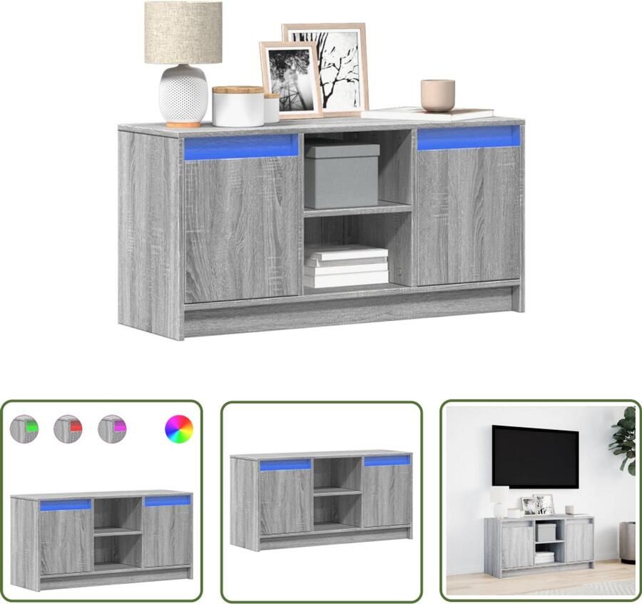 VidaXL Sleutelset Dynamo Meter Tv-meubel met LED 100x34x50 cm bewerkt hout grijs sonoma eiken Gereedschap Klikmechanisme Torque Wrench