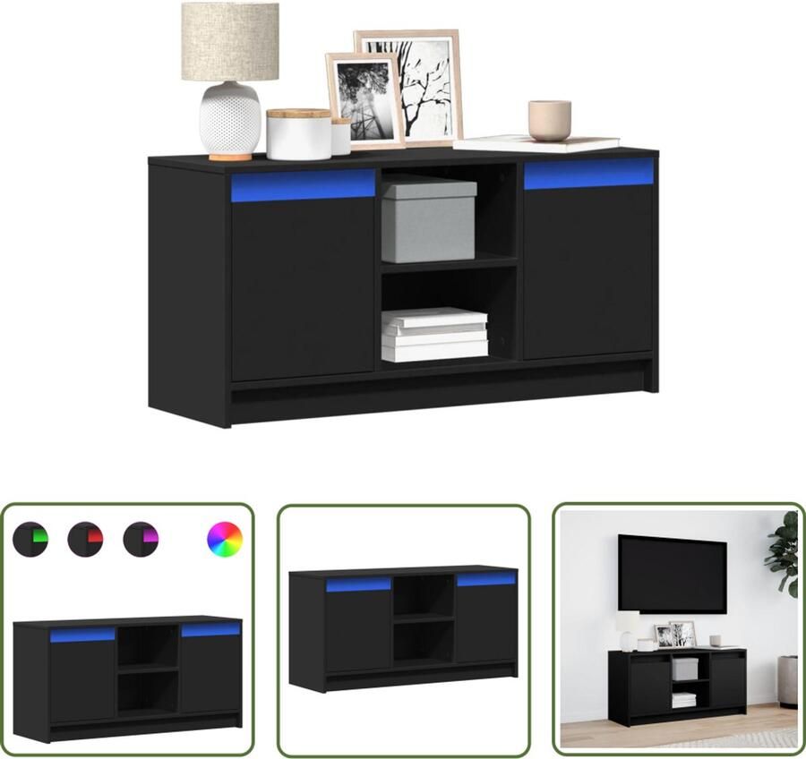 VidaXL Sleutelset Dynamo Meter Tv-meubel met LED 100x34x50 cm bewerkt hout zwart Gereedschap Klikmechanisme Torque Wrench