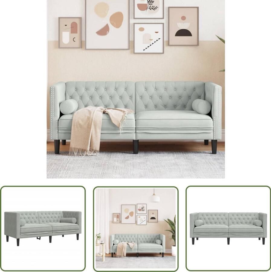 VidaXL Tweezitsbank Chesterfield-stijl en bolsters fluweel lichtgrijs Dynamo Meter Sleutelset Gereedschap Handgereedschap Monteursgereedschap