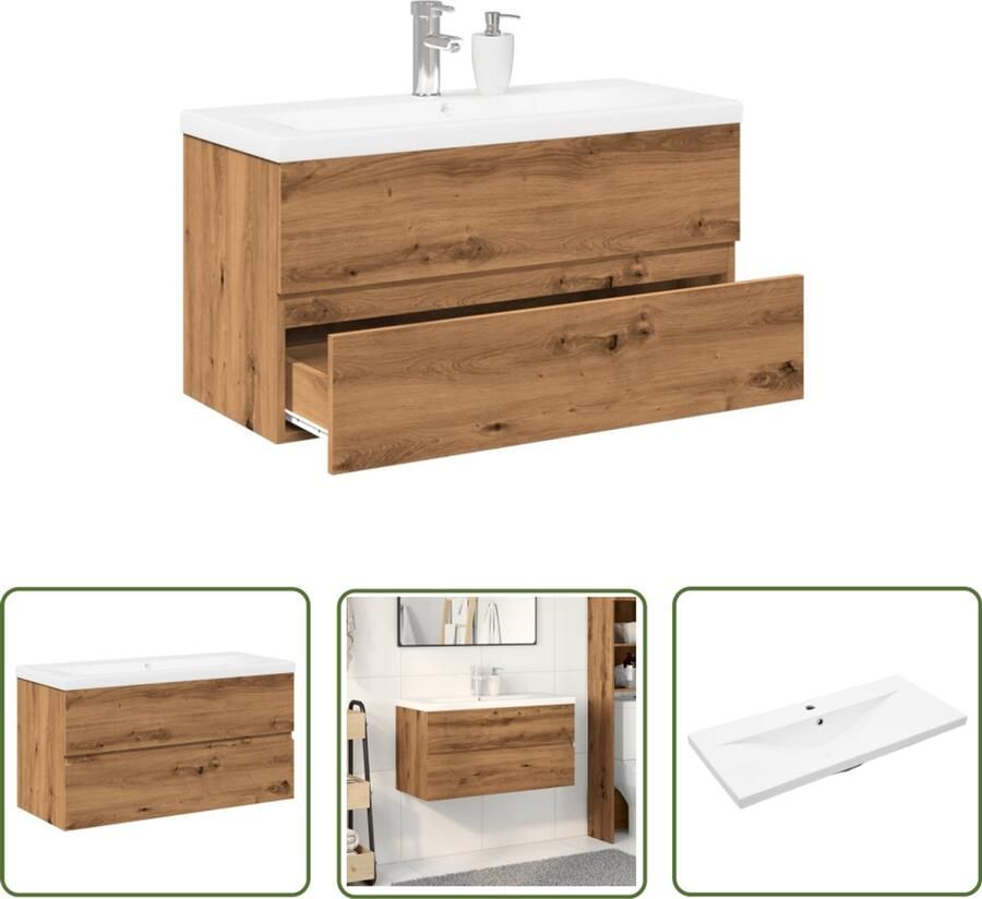 VidaXL Sleutelset Dynamo Meter Wastafelkast met ingebouwde wasbak artisanaal eikenkleurig Gereedschap Handgereedschap Drapers Tools