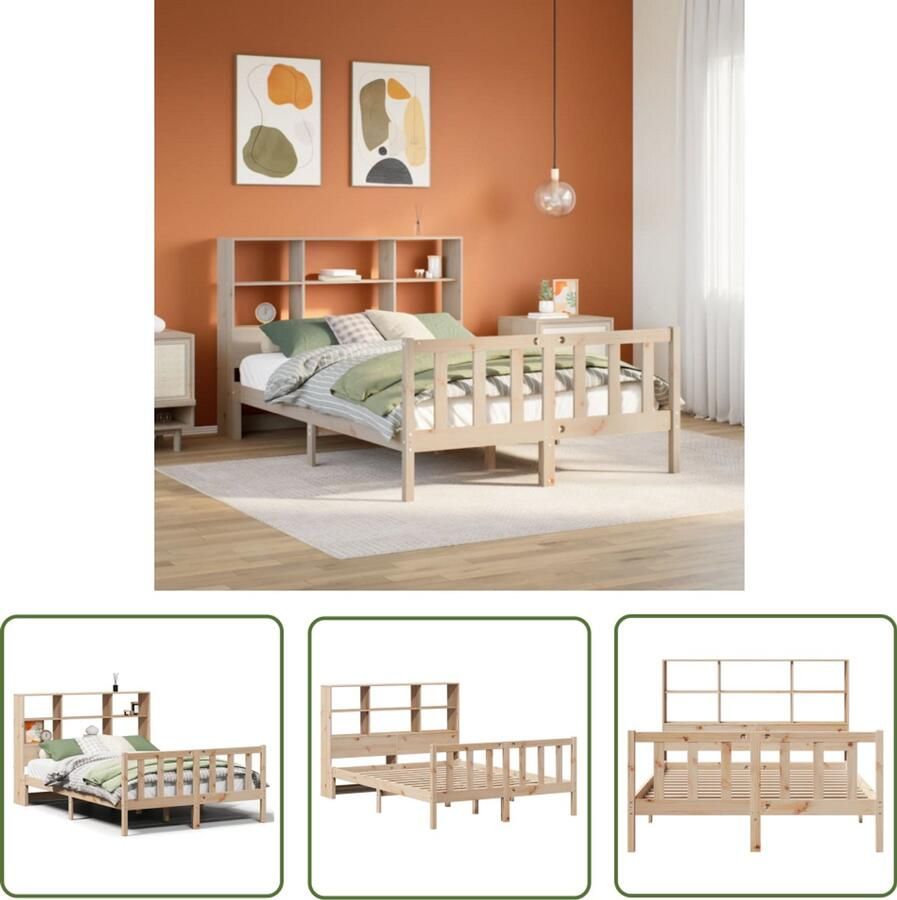 VidaXL Sleutelset Sleutel Dinamometer Bed met boekenkast zonder matras massief grenenhout 135x190 cm Gereedschapset Mechanica Tools Draper Tools