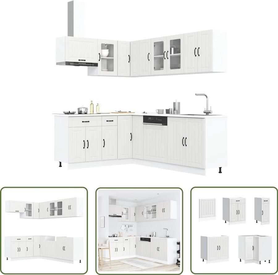 VidaXL Sleutelsysteem Sleutel Dinamometer 11-delige Keukenkastenset Lucca bewerkt hout wit Gereedschap Mechanica Draperp Tools Draper