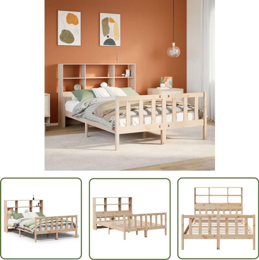 VidaXL Sleutelsysteem Sleutelset Bed met boekenkast zonder matras massief grenenhout 120x190 cm Gereedschap Mechanica Garage