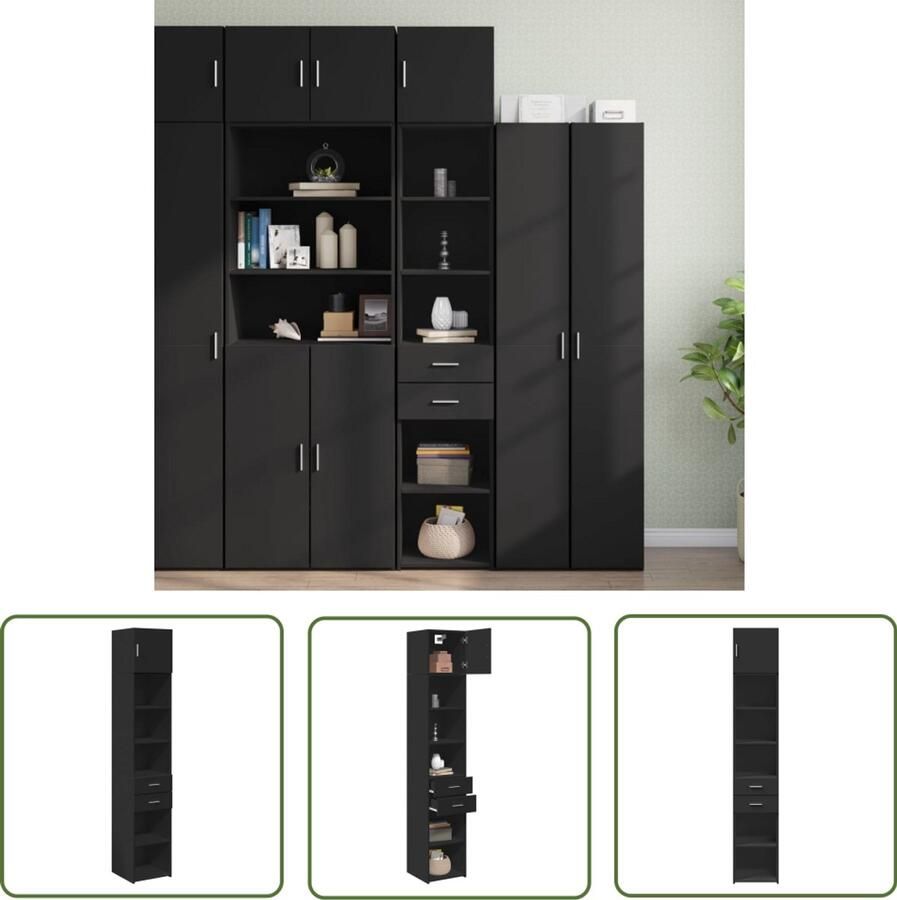VidaXL Slimme Oplossingen Kleurrijke Opbergkasten Opbergkast smal 40x42 5x225 cm bewerkt hout zwart Compacte Opbergkasten Houten Opbergkasten Moderne Opbergkasten