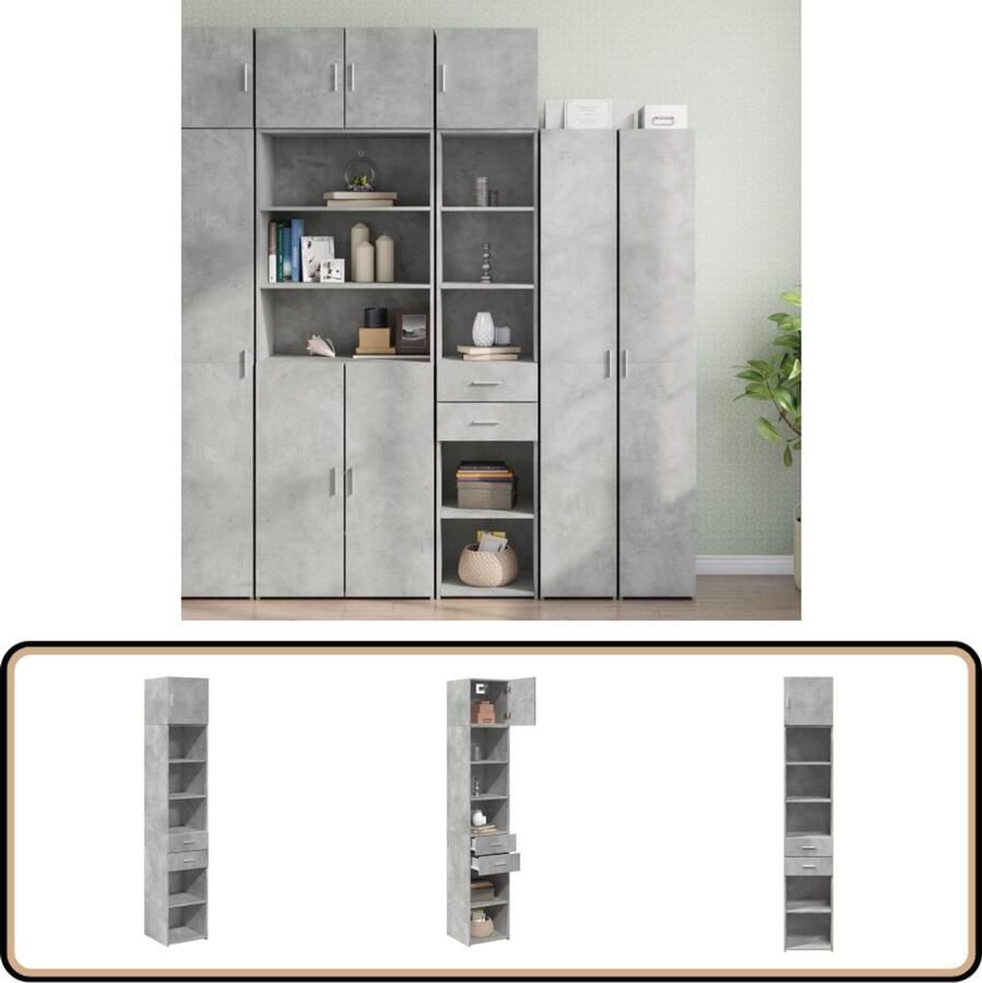 VidaXL Smalle Opbergkast 40x42 5x225 cm Grijs Opslagkast Houten Kast Opbergruimte Slimme Oplossingen Multifunctioneel Meubilair