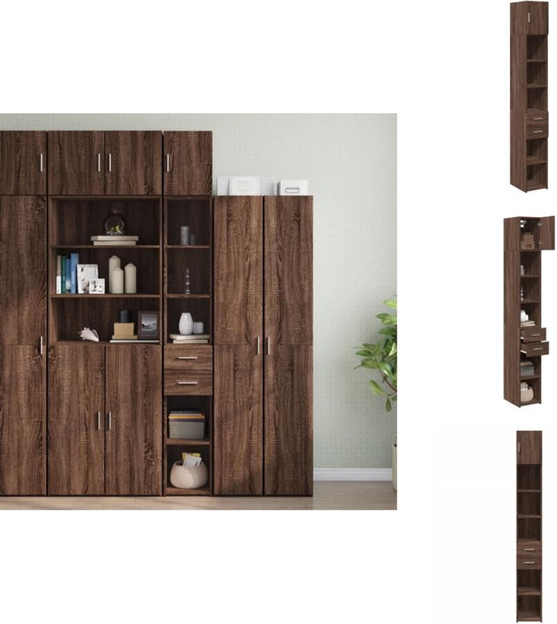 VidaXL Smalle Opbergkast Smalle Opbergkasten Hoge Kast Opbergmeubel Opbergkast smal 30x42 5x225 cm bewerkt hout bruin eikenkleurig