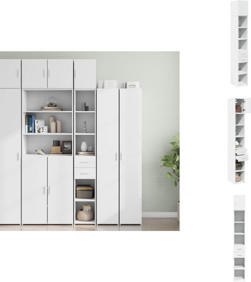 VidaXL Smalle Opbergkast Smalle Opbergkasten Hoge Kast Opbergmeubel Opbergkast smal 30x42 5x225 cm bewerkt hout wit