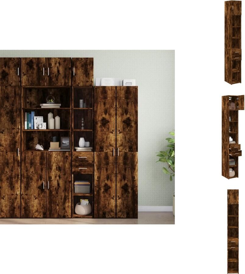 VidaXL Smalle Opbergkast Smalle Opbergkasten Hoge Kast Opbergmeubel Opbergkast smal 30x42 5x225 cm bewerkt hout gerookt eikenkleur