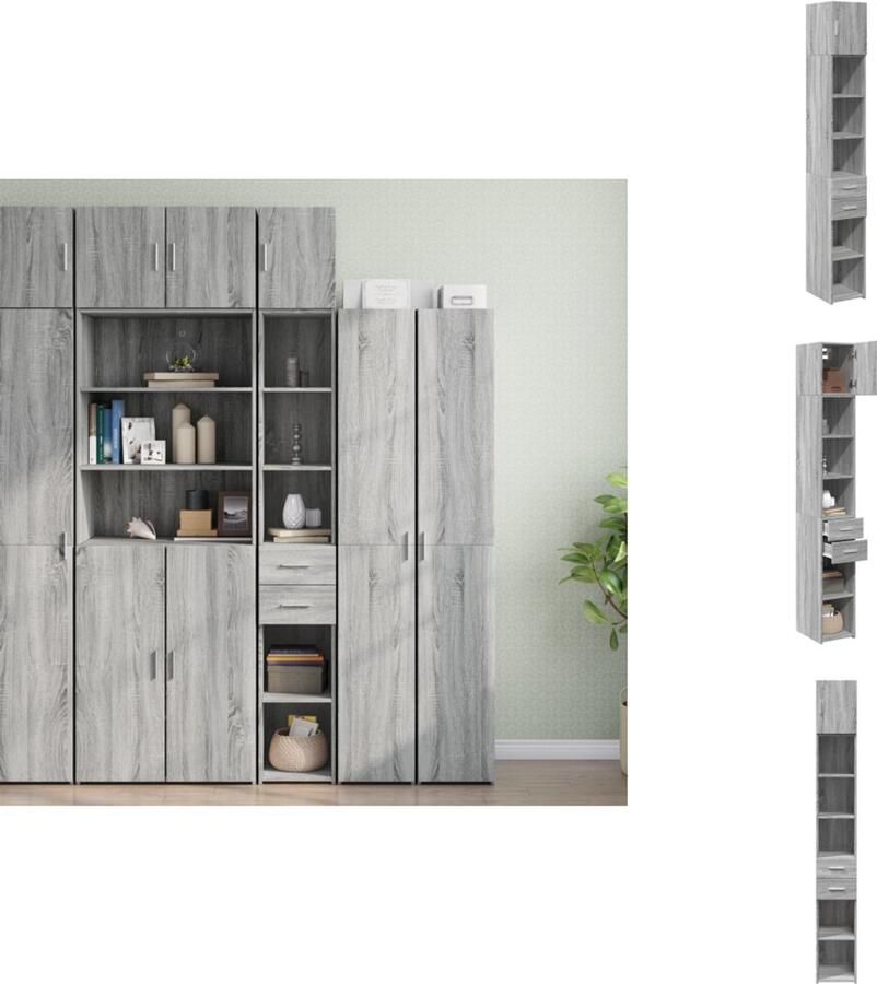 VidaXL Smalle Opbergkast Smalle Opbergkasten Hoge Kast Opbergmeubel Opbergkast smal 30x42 5x225 cm bewerkt hout grijs sonoma eiken