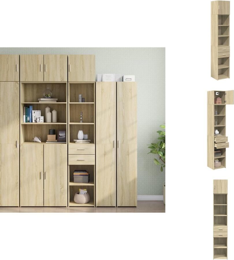 VidaXL Smalle Opbergkast Smalle Opbergkasten Hoge Kast Opbergmeubel Opbergkast smal 40x42 5x225 cm bewerkt hout sonoma eikenkleurig