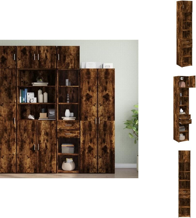 VidaXL Smalle Opbergkast Smalle Opbergkasten Hoge Kast Opbergmeubel Opbergkast smal 40x42 5x225 cm bewerkt hout gerookt eikenkleur