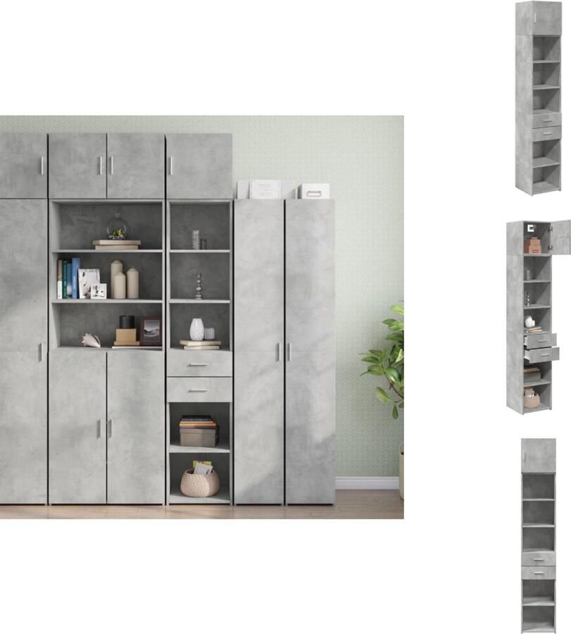 VidaXL Smalle Opbergkast Smalle Opbergkasten Hoge Kast Opbergmeubel Opbergkast smal 40x42 5x225 cm bewerkt hout betongrijs