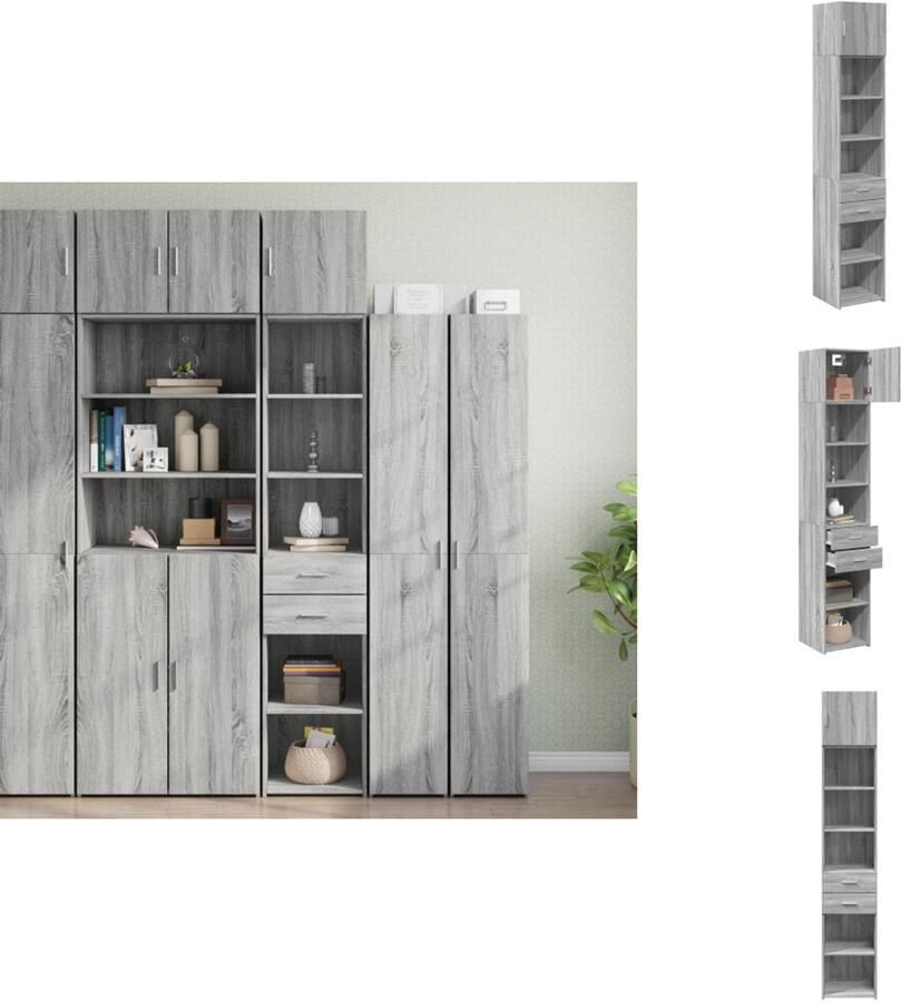 VidaXL Smalle Opbergkast Smalle Opbergkasten Hoge Kast Opbergmeubel Opbergkast smal 40x42 5x225 cm bewerkt hout grijs sonoma eiken
