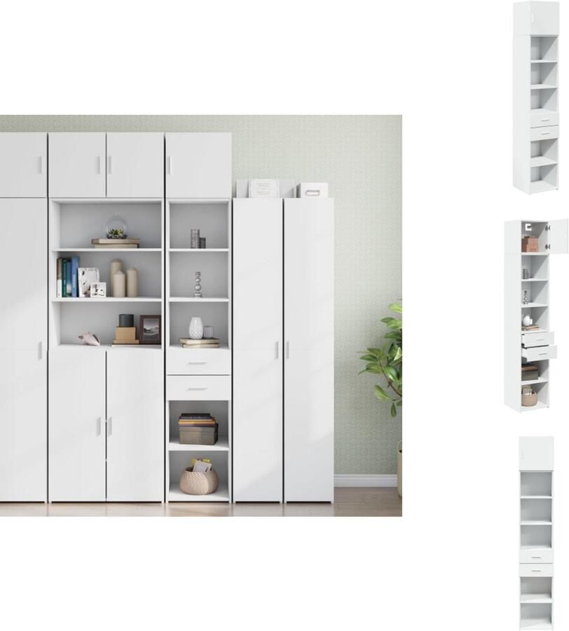 VidaXL Smalle Opbergkast Smalle Opbergkasten Hoge Kast Opbergmeubel Opbergkast smal 40x42 5x225 cm bewerkt hout wit