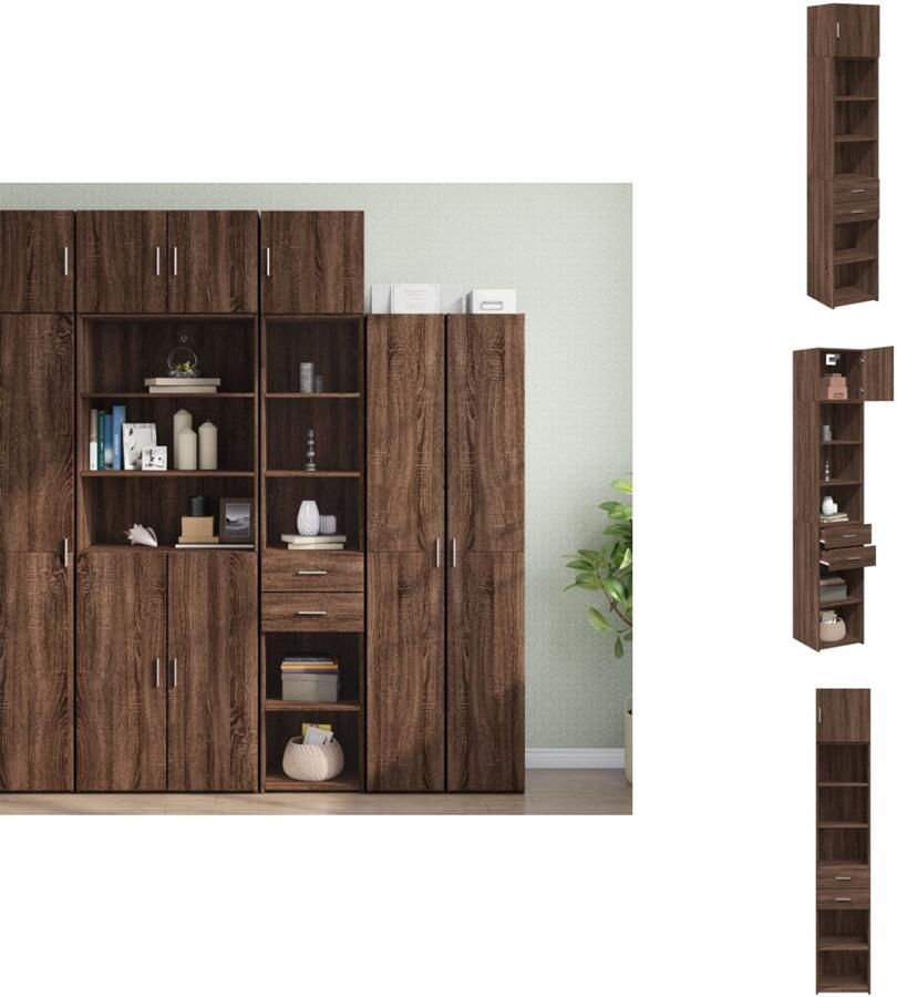 VidaXL Smalle Opbergkast Smalle Opbergkasten Hoge Kast Opbergmeubel Opbergkast smal 40x42 5x225 cm bewerkt hout bruin eikenkleurig