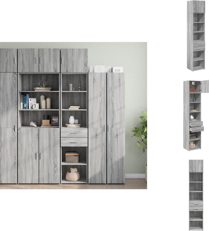 VidaXL Smalle Opbergkast Smalle Opbergkasten Hoge Kast Opbergmeubel Opbergkast smal 45x42 5x225 cm bewerkt hout grijs sonoma eiken