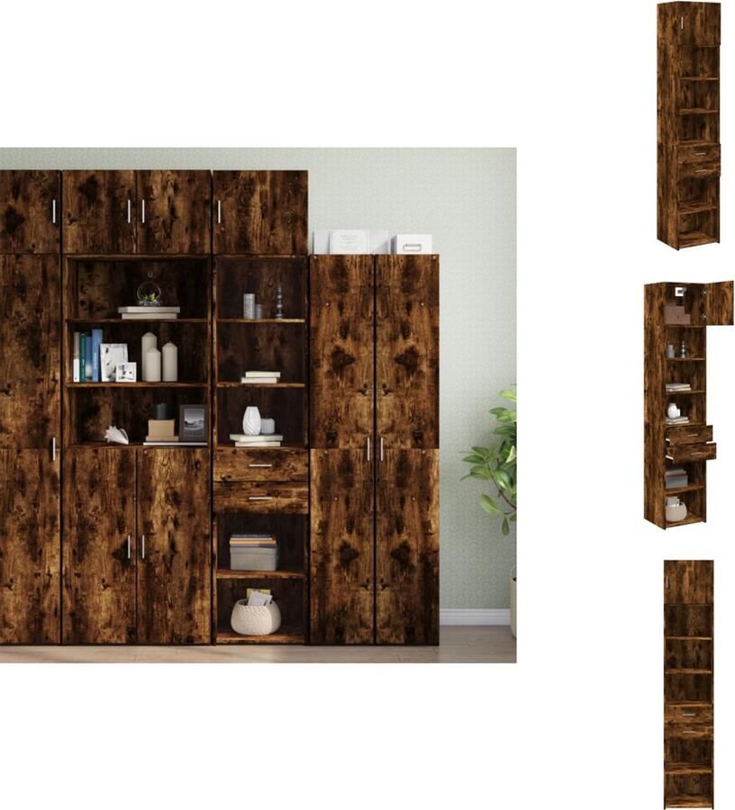 VidaXL Smalle Opbergkast Smalle Opbergkasten Hoge Kast Opbergmeubel Opbergkast smal 45x42 5x225 cm bewerkt hout gerookt eikenkleur
