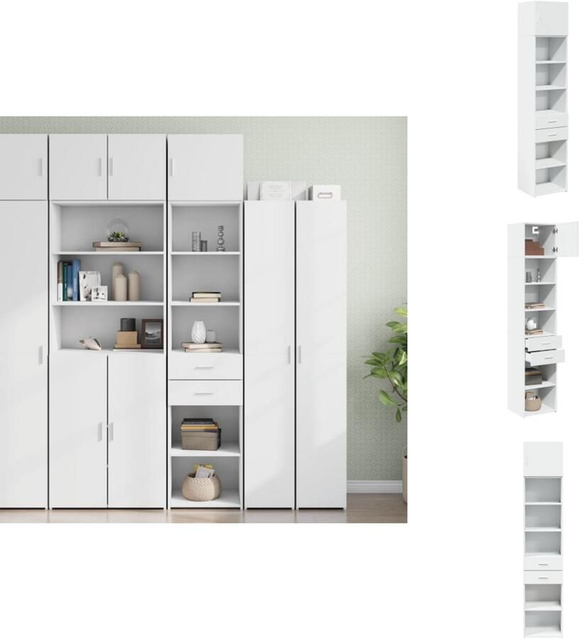 VidaXL Smalle Opbergkast Smalle Opbergkasten Hoge Kast Opbergmeubel Opbergkast smal 45x42 5x225 cm bewerkt hout wit