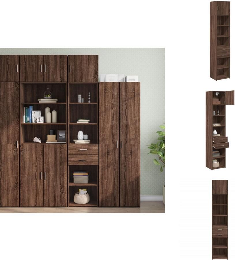 VidaXL Smalle Opbergkast Smalle Opbergkasten Hoge Kast Opbergmeubel Opbergkast smal 45x42 5x225 cm bewerkt hout bruin eikenkleur