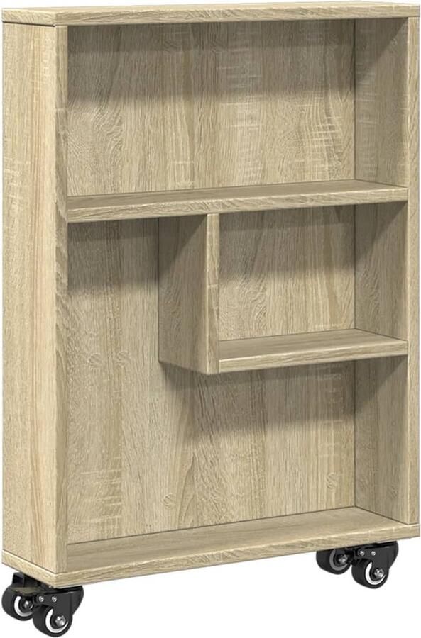 VidaXL Opbergtrolley smal 48x13x68 cm bewerkt hout sonoma eikenkleurig