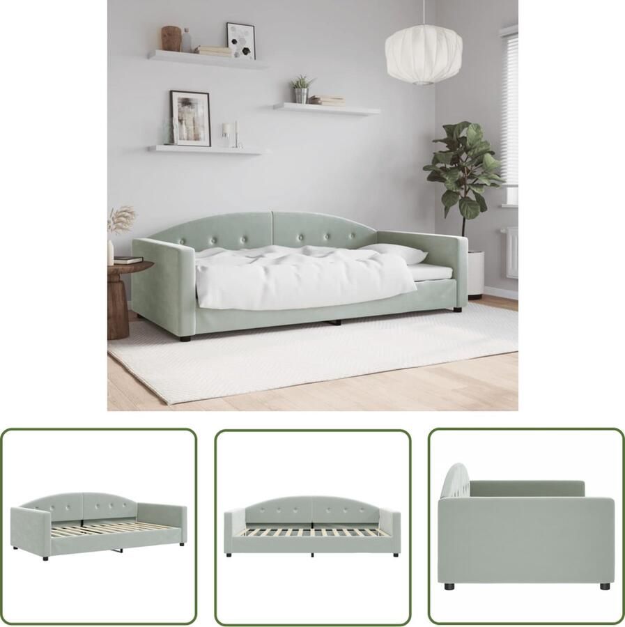 The Living Store Slaapbank Fluweel 222 x 110 x 75 Lichtgrijs Slaapbank Sofa Bed Tweepersoonsbed Lounge Meubels Fluweel Meubel