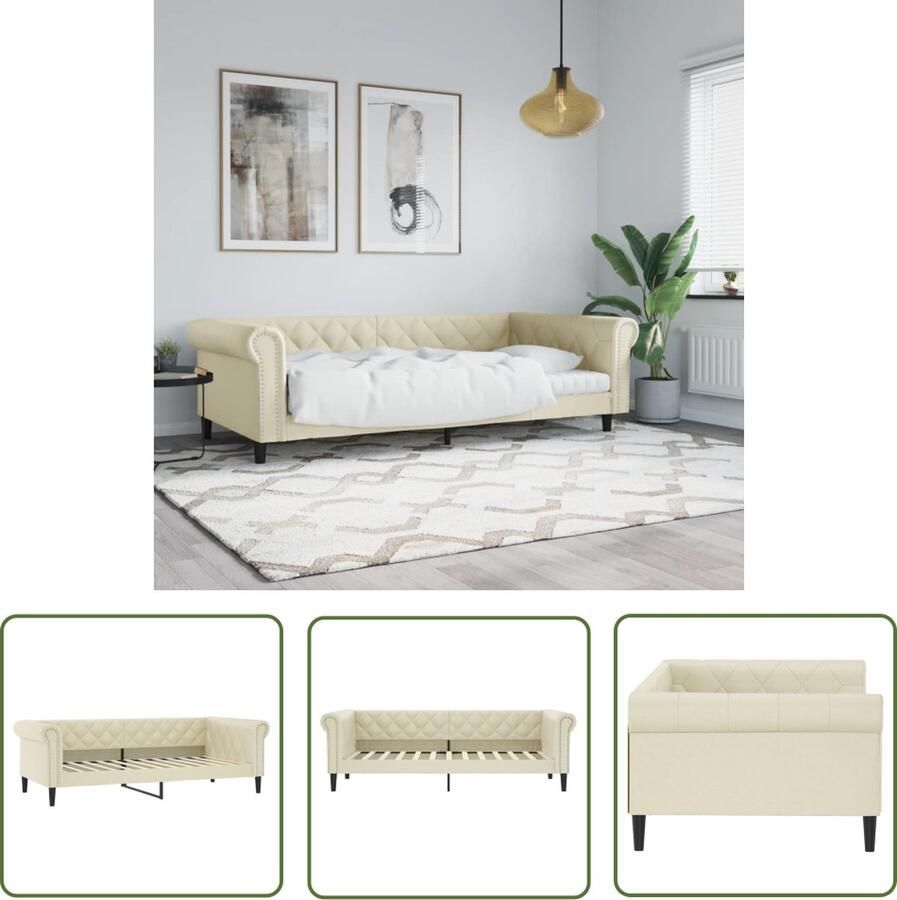 The Living Store Slaapbank 2-in-1 Dagbed 235 x 110 x 68 cm Crème Slaapbank Sofa Bed Daybed Tweepersoons Bank Creme Kleur