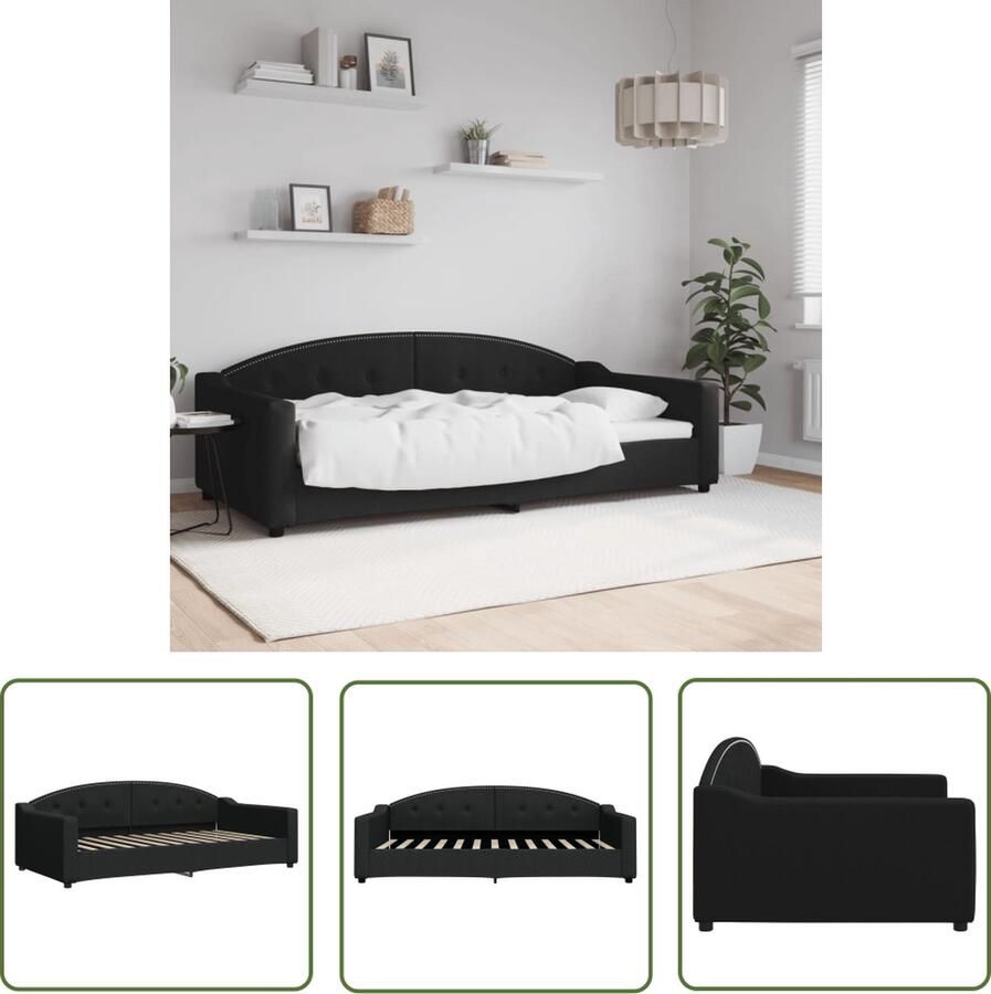 The Living Store Slaapbank 223 x 110 x 75 cm Stof Zwart Slaapbank Sofa Bed Tweepersoons Bed Zwarte Slaapbank Stoffen Slaapbank