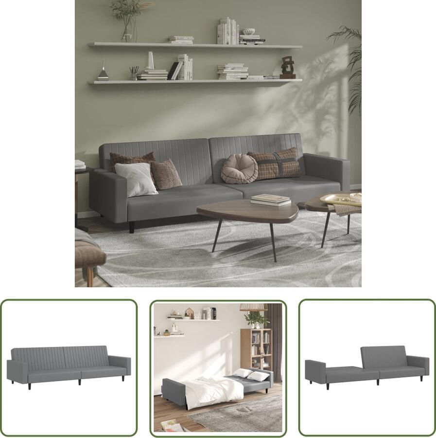The Living Store Sleeper Sofa 2-zits Grijs Kunstleren Bankbed 220 x 100 x 52 cm Multifunctioneel Slaapbank Sofa Bed Tweepersoonsbed Lounge Meubels Woonkamermeubel