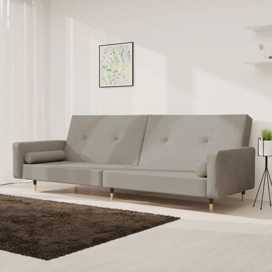 The Living Store slaapbank fluweel lichtgrijs 2-zitsbed om te bouwen Comfortabel multifunctioneel meubel Slaapbank Sofa Bed 2 Persoons Bed Lounge Meubilair Fluweel Bank
