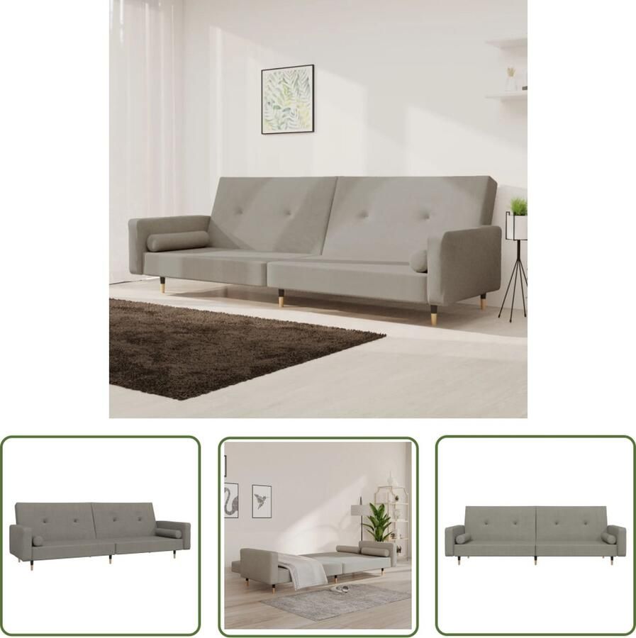 The Living Store slaapbank fluweel lichtgrijs 2-zitsbed om te bouwen Comfortabel multifunctioneel meubel Slaapbank Sofa Bed 2 Persoons Bed Lounge Meubilair Fluweel Bank - Foto 2