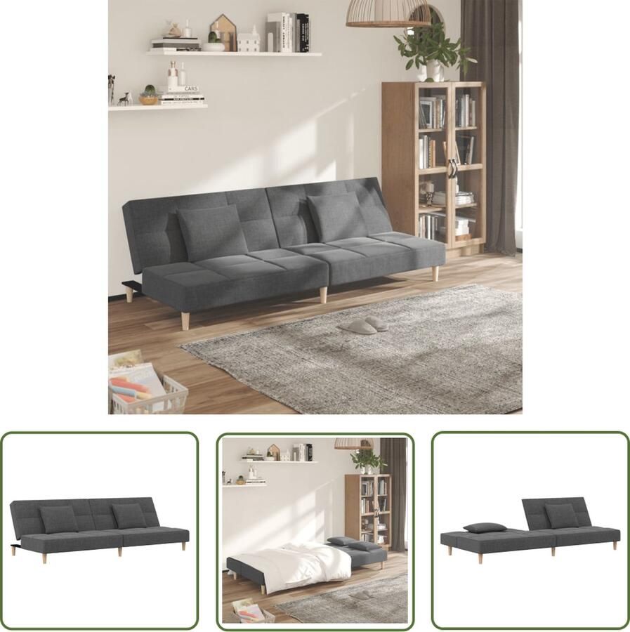 The Living Store Slaapbank 2-zits Lichtgrijs 200 x 84.5 x 69 cm Omvormbaar tot 2-persoonsbed Slaapbank Sofa Bed Tweepersoonsbed Logeerbed Livingroom Furniture