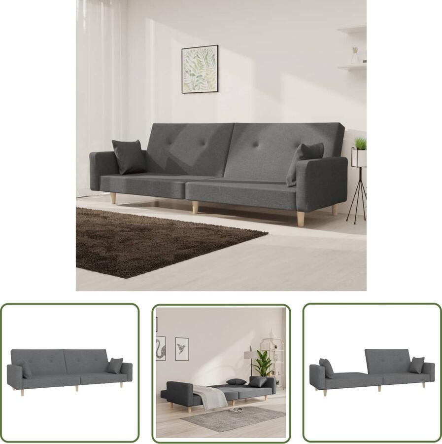The Living Store Slaapbank 2-zits Lichtgrijs 220x84.5x69 cm Omklapbare rugleuning Slaapbank Sofa Bed Tweepersoonsbed Lounge Meubilair Living Room Furniture