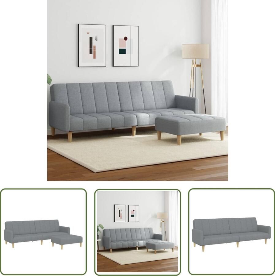 The Living Store Slaapbank met Voetenbank Lichtgrijs 220 x 100 x 52 cm Multifunctioneel Slaapbank Sofa Bed Tweepersoonsbed Lounge Bank Woonkamer Meubels