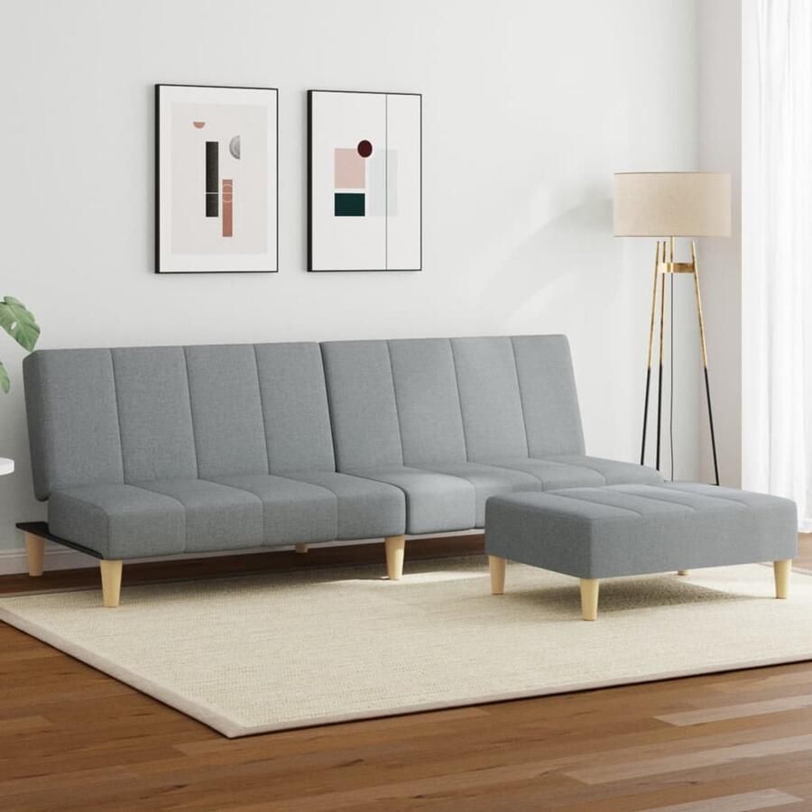 The Living Store Slaapbank Vouwbed Lichtgrijs 2-in-1 Functie Polyesterstof Stevig Houten Frame Multifunctioneel Slaapbank Sofa Bed Tweepersoonsbed Lounge Meubilair Woonkamer Meubels