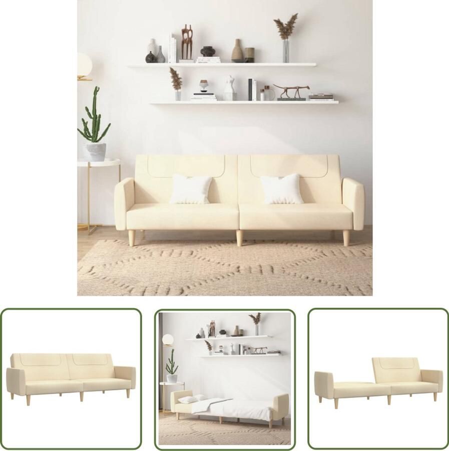 VidaXL Slaapbank 2-zits stof crèmekleurig Slaapbank Sofa Bed Tweepersoonsbed Gastenkamer Multifunctionele Meubels