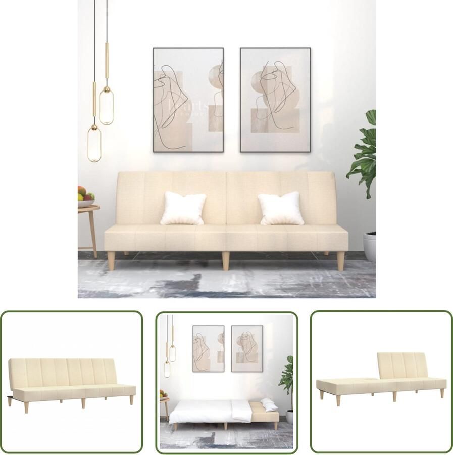 The Living Store Slaapbank 2-zits Crème Polyester Om te bouwen tot 2-persoonsbed Slaapbank Sofa Bed Tweepersoonsbed Logeerbed Living Room Furniture