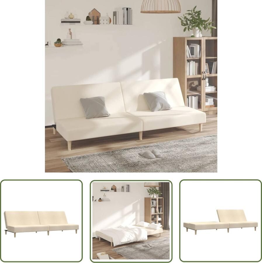 The Living Store Slaapbank 2-zits stof crèmekleurig Slaapbank Sofa Bed Tweepersoonsbed Logeerbed Multifunctionele Meubels