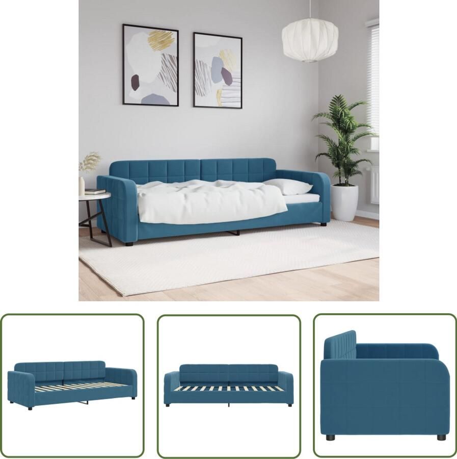 The Living Store Slaapbank 80x200 cm fluweel blauw Slaapbank Sofa Bed Tweepersoonsbed Comfortabele Bank Blauwe Bank