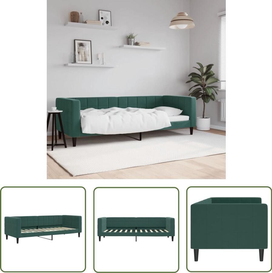 The Living Store Slaapbank 80x200 cm fluweel donkergroen Slaapbank Sofa Bed Tweepersoonsbed Designmeubel Lounge Meubels