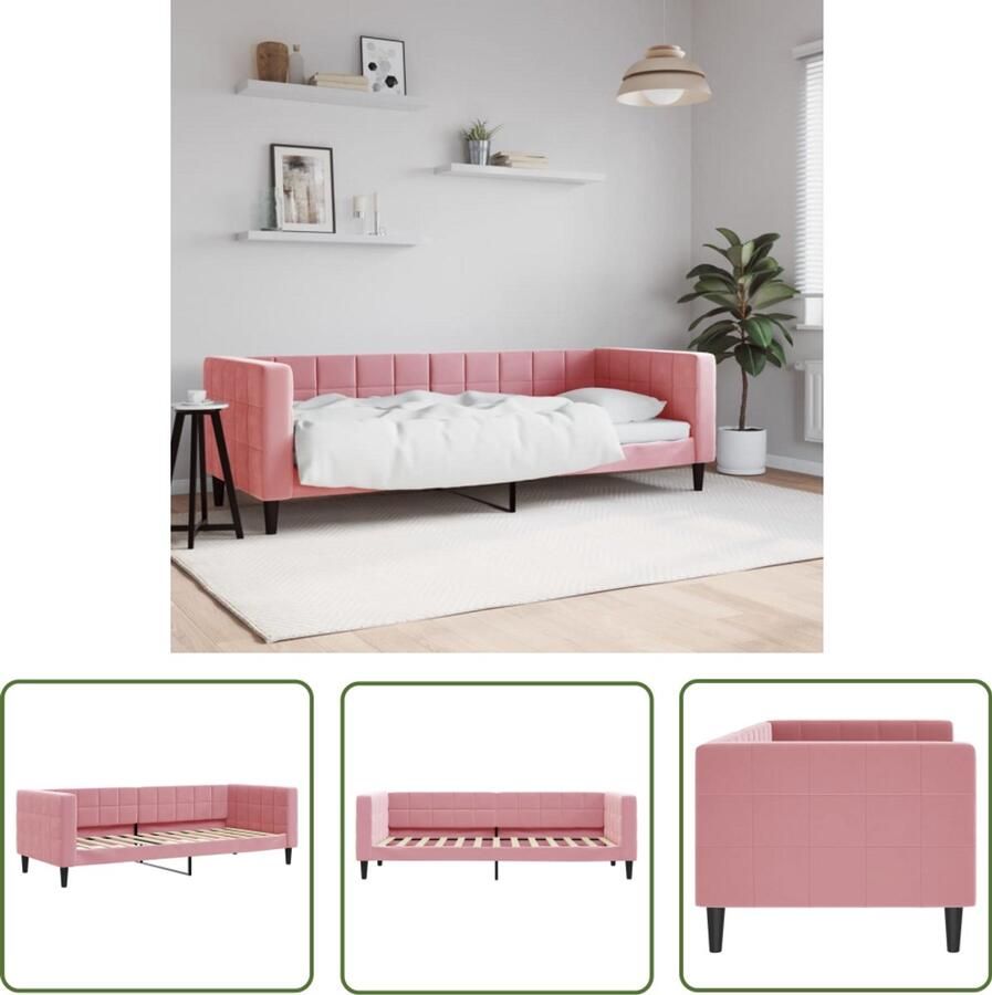 VidaXL Slaapbank 80x200 cm Fluweel Roze Slaapbank Sofa Bed Tweepersoonsbed Rozerode Meubels Lounge Bank Multifunctioneel Meubel Huiskamer Meubilair Guest Bed Daybed Trendy Meubels Stoffen Bank