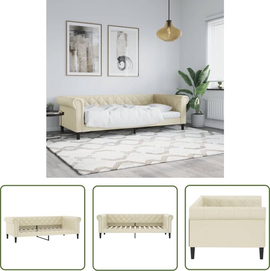 VidaXL Slaapbank 80x200 cm kunstleer crèmekleurig Slaapbank Sofa Bed Daybed Creme Kleurtje Kunstleder Meubels