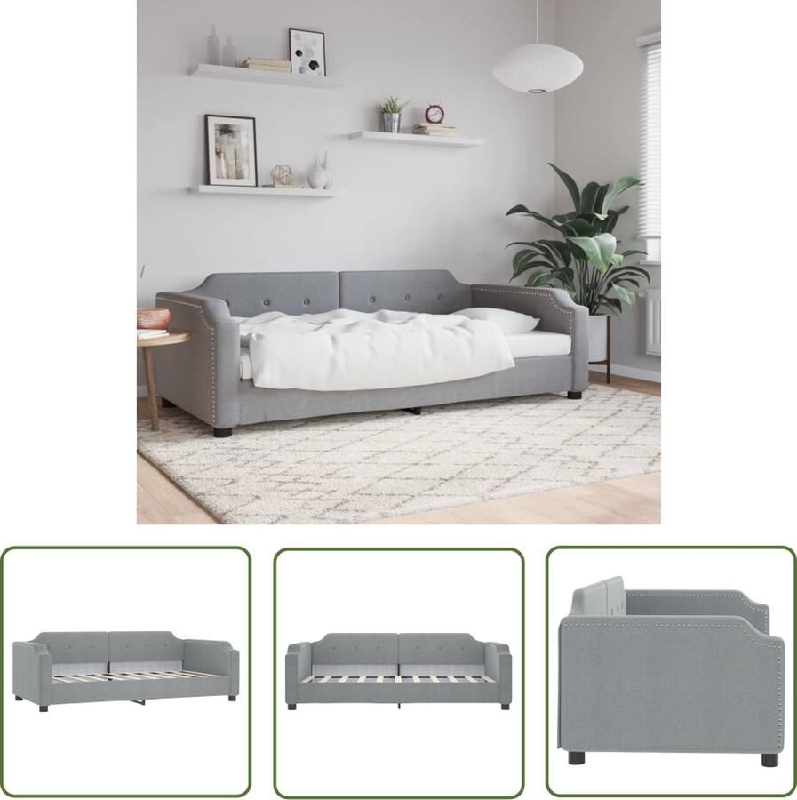 The Living Store Slaapbank 80x200 cm stof lichtgrijs Slaapbank Sofa Bed Daybed Tweepersoonsbed Grijs Meubilair
