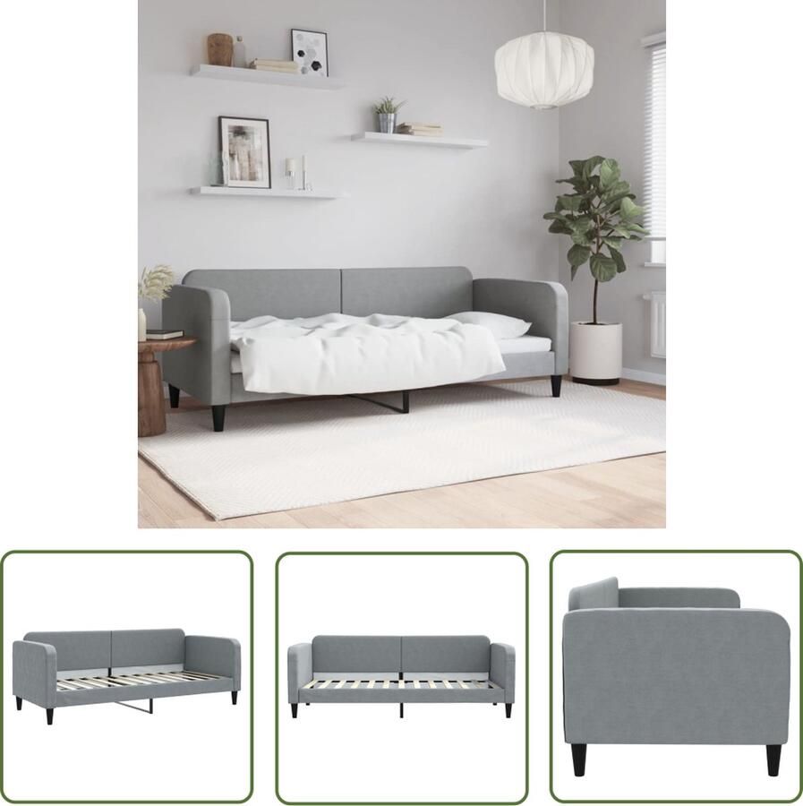 The Living Store Slaapbank 80x200 cm stof lichtgrijs Slaapbank Sofa Bed Moderne Bank Grijze Bank Tweepersoons Bank
