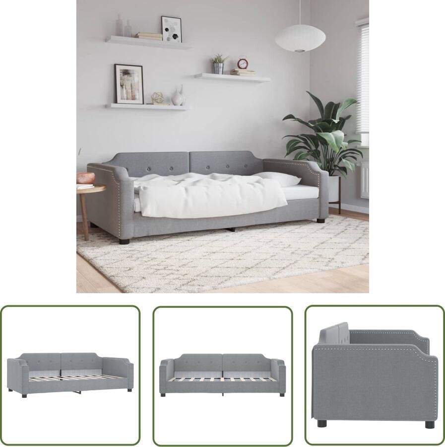 The Living Store Slaapbank 90x190 cm stof lichtgrijs Slaapbank Sofa Bed Daybed Lounge Meubels Grijs Meubel