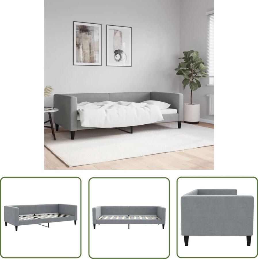 The Living Store Slaapbank Lichtgrijs 213 x 100 x 68 cm Stof Metaal en massief hout Slaapbank Sofa Bed Daybed Tweepersoonsbed Moderne Meubels
