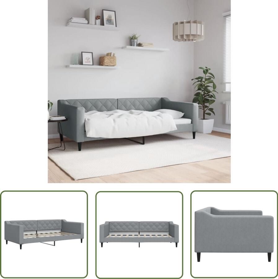 The Living Store Slaapbank 90x190 cm stof lichtgrijs Slaapbank Sofa Bed Tweepersoons Bank Multifunctioneel Meubilair Design Bank