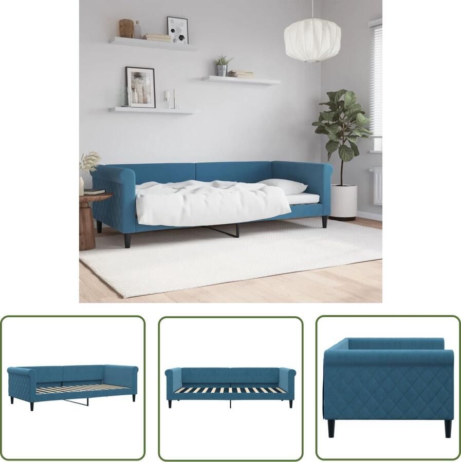 The Living Store 2-in-1 Slaapbank Blauw 229 x 100 x 68 cm Fluweel Slaapbank Sofa Bed Tweepersoonsbed Lounge Bank Velvet Meubels